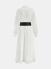 Ruffled Shirt and Midi Skirt Set with Belt